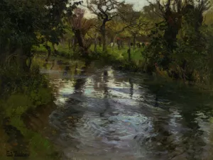 On the Banks by Fritz Thaulow Oil Painting
