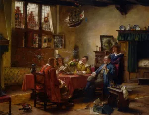 A Merry Company by Fritz Wagner Oil Painting
