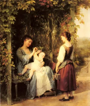 Tickling the Baby by Fritz Zuber-Buhler Oil Painting