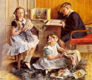 Children's Pastimes by Gad Frederick Clement Oil Painting