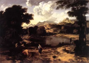 Heroic Landscape with Figures by Gaspard Dughet Oil Painting