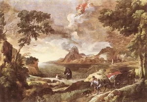 Landscape with St Augustine and the Mystery by Gaspard Dughet Oil Painting