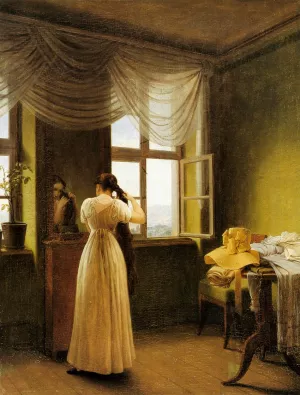 At the Mirror by Georg Friedrich Kersting Oil Painting