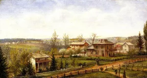 West Street from the Campus of Hillsdale College by George B. Gardner Oil Painting