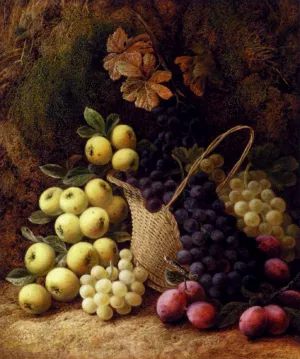 Still Life with Apples, Grapes and Plums by George Clare Oil Painting