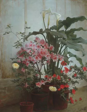 Side of a Greenhouse by George Cochran Lambdin Oil Painting