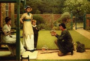 The Goldfish Seller by George Dunlop Leslie Oil Painting