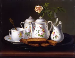 Still Life of Porcelain and Biscuits by George Forster Oil Painting