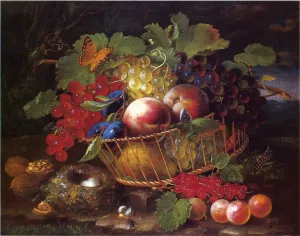 Still Life with Fruit, Butterflies and Bird's Nest by George Forster Oil Painting