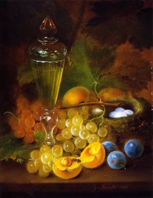 Still Life with Grapes and Nest by George Forster Oil Painting