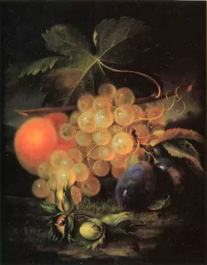 Still Life with Plum and Peach by George Forster Oil Painting