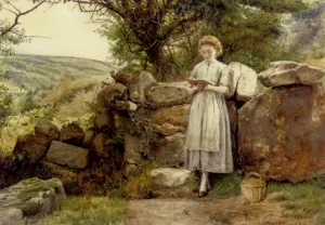 A Peaceful Read by George Goodwin Kilburne Oil Painting