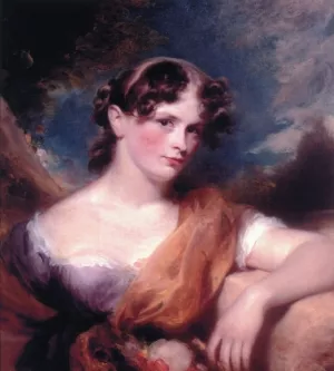 Portrait of Miss Carolline Hopwood by George Henry Harlow Oil Painting
