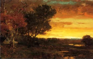 An Autumn Farmscape at Sunset by George Herbert McCord Oil Painting