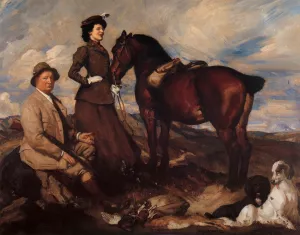 Miss Alison Preston and John Proctor on Mearbeck Moor by George Lambert Oil Painting