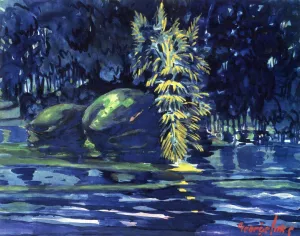 Boulders on a Riverbank by George Luks Oil Painting