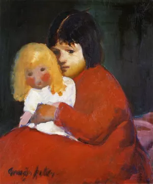Girl with Doll by George Luks Oil Painting
