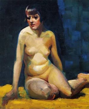 Seated Nude with Bobbed Hair by George Luks Oil Painting