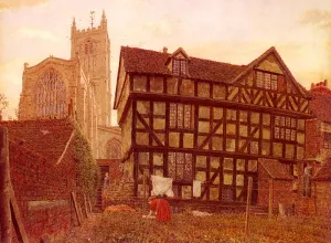 Church and Ancient Uninhabited House at Ludlow by George Price Boyce Oil Painting