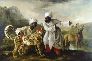 Cheetah and Stag with Two Indians by George Stubbs Oil Painting