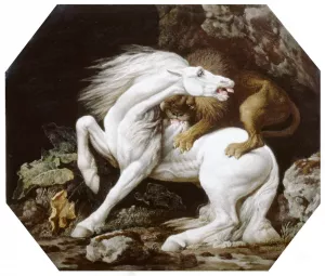 Horse Attacked by a Lion by George Stubbs Oil Painting