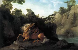 Lion Devouring a Horse by George Stubbs Oil Painting