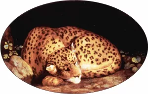 Sleeping Leopard by George Stubbs Oil Painting