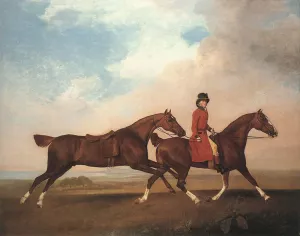 William Anderson with Two Saddle-Horses by George Stubbs Oil Painting