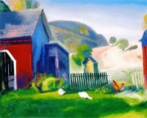 Barnyard and Chickens by George Wesley Bellows Oil Painting