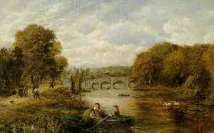 Shepherds Driving their Flock by George William Mote Oil Painting
