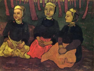Three Breton Women in the Forest by Georges Lacombe Oil Painting