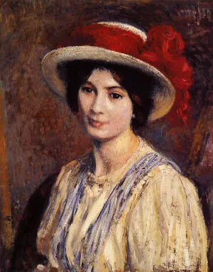 Hat with a Red Ribbon by Georges Lemmen Oil Painting