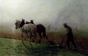 The Ploughman by Georges-Philibert Maroniez Oil Painting