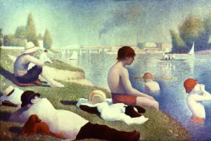 Une Baignade, Asnieres Oil painting by Georges Seurat