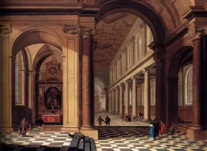 Interior of an Imaginary Catholic Church in Classical Style by Gerard Houckgeest Oil Painting
