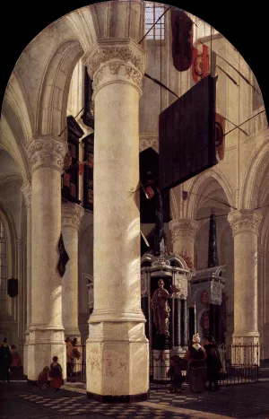 The Nieuwe Kerk in Delft with the Tomb of William the Silent by Gerard Houckgeest Oil Painting