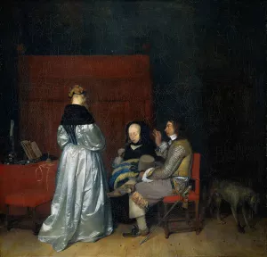 Gallant Conversation; known as The Paternal Admonition' by Gerard Terborch Oil Painting