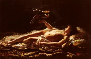 Nu Masculin Avec Faucon by Germain Detanger Oil Painting