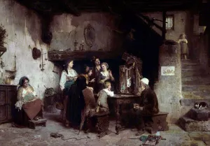 Domestic Scene by Gerolamo Induno Oil Painting