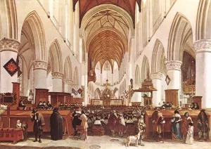 The Interior of the Grote Kerk St Bavo at Haarlem by Gerrit Adriaensz Berckheyde Oil Painting