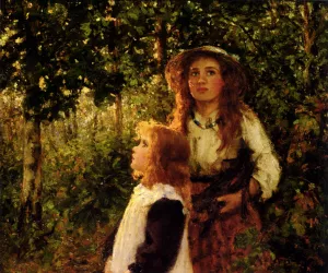 Girls Gathering Firewood by Gertrude Nellie Dixon Oil Painting