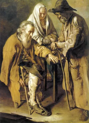 Three Beggars by Giacomo Ceruti Oil Painting