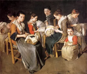 Women Working on Pillow Lace the Sewing School by Giacomo Ceruti Oil Painting