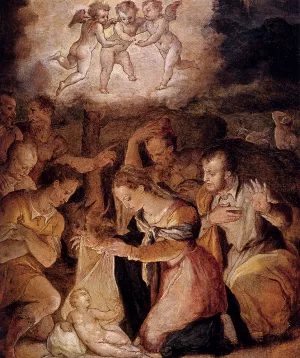 The Nativity With The Adoration Of The Shepherds by Giorgio Vasari Oil Painting