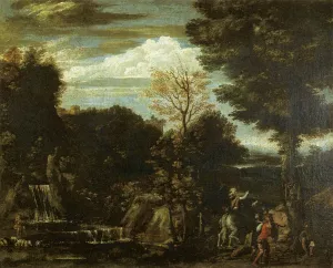 Landscape with a Devotional Image by Giovan Battista Viola Oil Painting