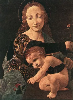 Virgin and Child with a Flower Vase Detail by Giovanni Antonio Boltraffio Oil Painting