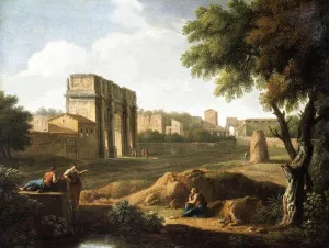 Rome: A View of the Forum by Giovanni Battista Busiri Oil Painting