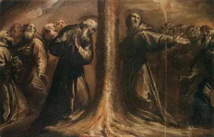 Religious Figures Praying at the Foot of a Tree by Giovanni Battista Crespi Oil Painting