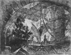 Prisoners on a Projecting Platform by Giovanni Battista Piranesi Oil Painting