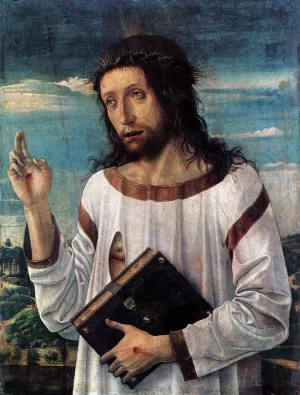 Blessing Christ Oil painting by Giovanni Bellini